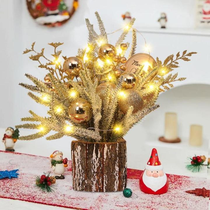 Kleiner Weihnachtsbaum mit Beleuchtung, 30cm Mini Weihnachtsbaum Weihnachtsdeko Beleuchtet Künstlicher Weihnachtsbaum LED Weihnachtsbeleuchtung Klein Tannenbaum für Weihnachten D