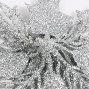 12 stuks glitter kerstster bloemen met 6 stuks glitter kerststrikken decoratie kerstboomversiering kerstdecoratie voor kerstboom Nieuwjaar decoraties