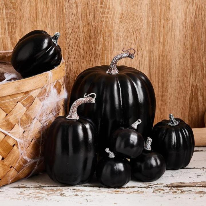 Herbstkürbisse, 7 Stück Künstliche Kürbisse, Schaumstoff, Herbstkürbis für Ernte, Herbs_t, Tisch, Zuhause, Garten, Erntedankfest, Halloween, Party-Dekoration