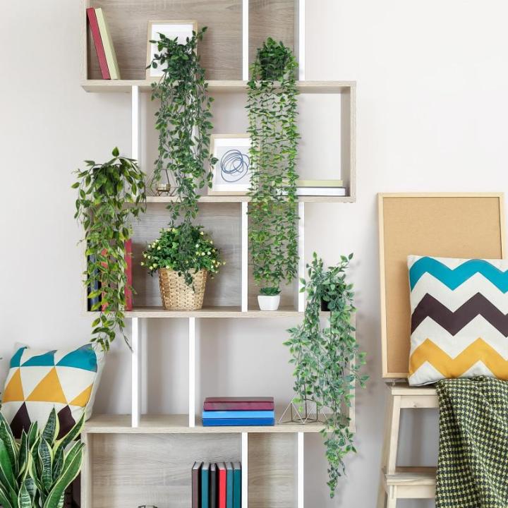 4 stuks kunsthangplanten met potten, 80 cm lang, kunstklimop, , , , , onderhoudsvrije plastic planten voor binnen en buiten, tuin, wanddecoratie