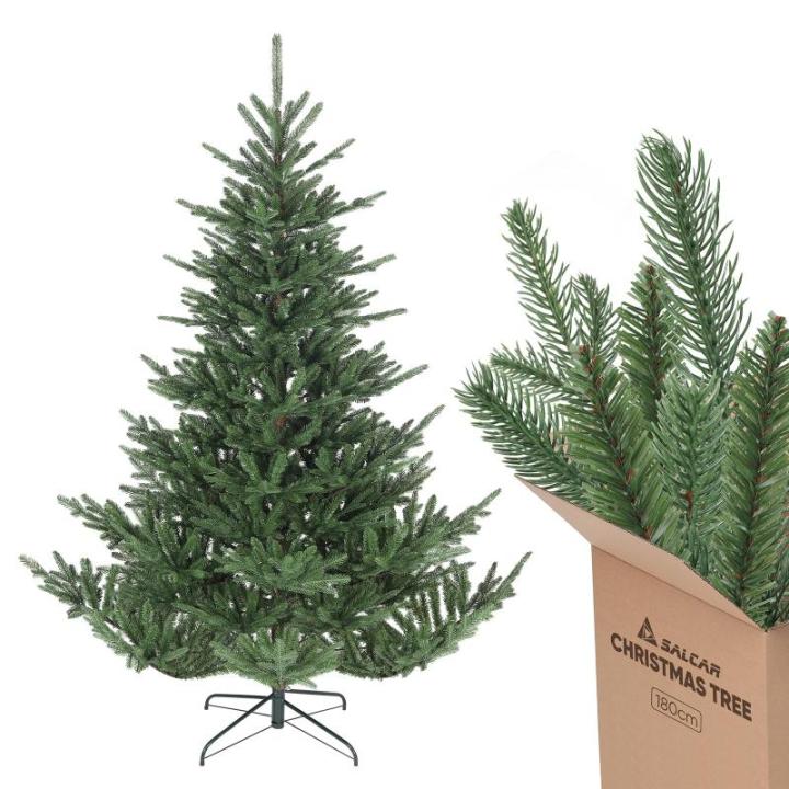 Kunstkerstboom 180 cm met natuurgetrouwe spuitgietelementen, snelle montage door klapscherm, kunstkerstboom (diameter ca. 120 cm, extra groot)