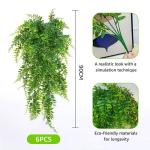 6 stuks kunstmatige hangende planten kunstmatige varens buiten nep hangende planten 90 cm lang binnen hangende mand onderhoudsvrij (varen)