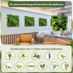 Set van 2 kunstheggen, plantenwand, 50 x 50 cm, panelen met veelzijdige kunstplanten, gesimuleerd gazon, wandpanelen, wandplanten, kunstplant voor muur, balkon, tuin, groen (11 soo