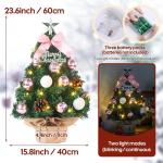 Mini kerstboom kleine kerstboom met verlichting LED tafel kerstboom klein kunstmatig versierd voor Kerstmis decoratie 60 cm