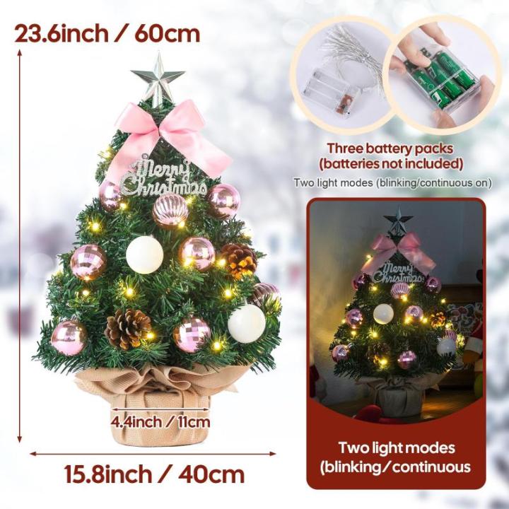 Mini kerstboom kleine kerstboom met verlichting LED tafel kerstboom klein kunstmatig versierd voor Kerstmis decoratie 60 cm