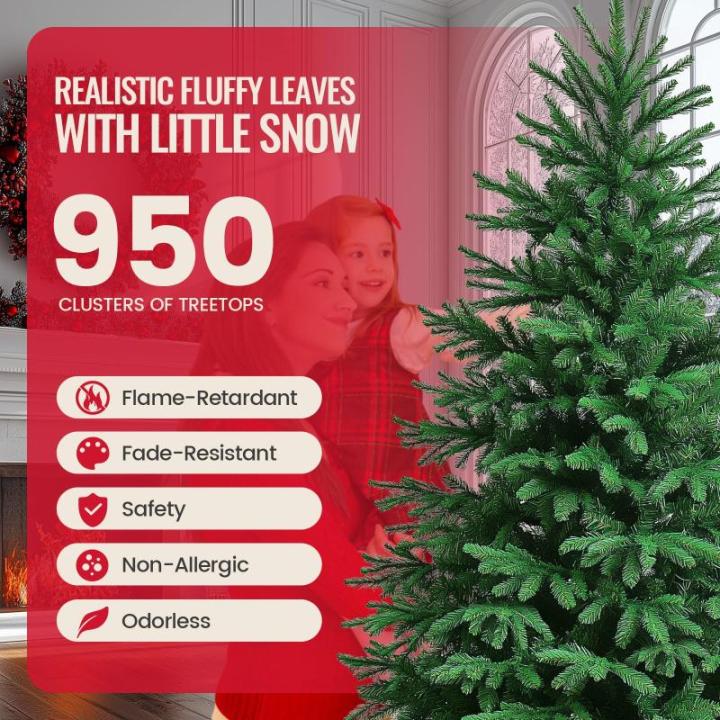 Kuro sagol Künstlicher Weihnachtsbaum Tannenbaum 180cm, Ø 95cm, 950 Spitzen, schwer entflammbar, realistischer Christbaum Tanne mit Ständer
