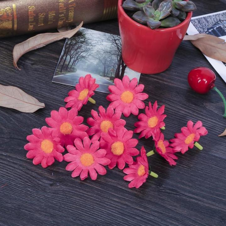 100 STKS Gerbera Daisy Stof Bloemen Hoofden Voor Bruiloft DIY Decoratie Craft