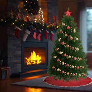 Abin Kunstkerstboom, met 950 takken en houten standaard, buigbaar 355 PE spuitgegoten en 595 pvc-naalden, moeilijk ontvlambaar, opvouwbare dennenboom voor eenvoudige montage, hoogt