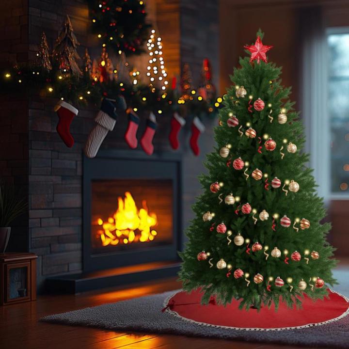 Abin Kunstkerstboom, met 950 takken en houten standaard, buigbaar 355 PE spuitgegoten en 595 pvc-naalden, moeilijk ontvlambaar, opvouwbare dennenboom voor eenvoudige montage, hoogt