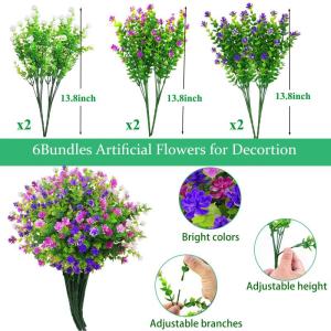 voor buiten, uv-bestendig, kunstplanten, bloemen in grote hoeveelheden voor het ophangen van plantenbakken, buiten, veranda, vaas, thuis, raamdecoratie, 6 bundels