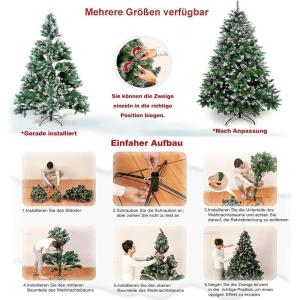 Kunstkerstboom met verlichting, sneeuweffect, led, kerstboom, dennenbouw, kerstdecoratie met ijzeren standaard, 120 cm, 120 cm