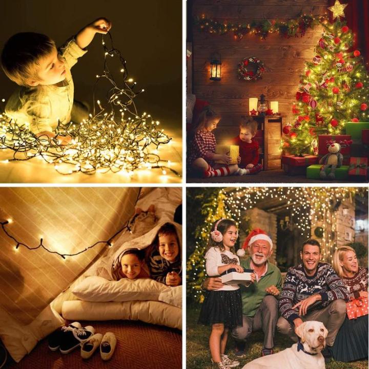 Kerstboomverlichting Warm Wit, 20M 200 LED Lichtsnoer, Waterdicht Lichtketting, Kerstlichtsnoer, voor en buiten, 8 verlichtingsmodi, Timerfuncties, Decoratie Kerstmis