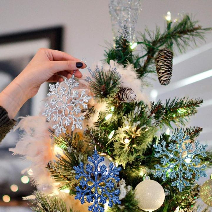 24 stuks sneeuwvlokken kerstdecoratie in 4 kleuren voor kerstboom glitter kerstboomversiering