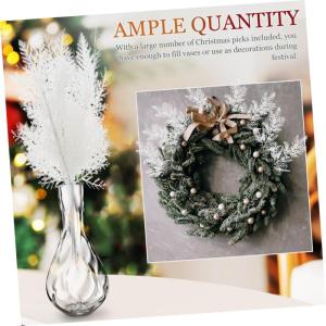 24 STK Simulierte Kiefernnadelzweige Künstliche Äste Arrangement-dekor Artificial Pine Branches Gefälschte Äste Weihnachts-Picks Stiele Christbaumstöcke Baumschmuck Weiß Plas