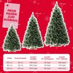 Onin, kunstkerstboom met kunstsneeuwcoating op punten, met 850 takken en houten standaard, inclusief 75 PE-spuitgietwerk en 775 pvc-punten, klapsysteem (H180 cm)