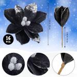 16 Stück Glitzer künstliche Weihnachtssterne Blume Glitzer Samt Magnolie Blume Faux Weihnachten Weihnachtsstern Blume Weihnachten Dekorative Blume für Weihnachtsbaum Dekoration 