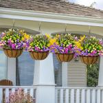 12 bundels als echt, , uv-bestendige plastic bloemen, weerbestendig, kunstplanten, buiten, boeket, planten voor balkon, tuin, balkonbak, bloembak