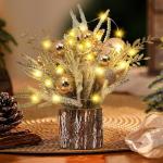Kleiner Weihnachtsbaum mit Beleuchtung, 30cm Mini Weihnachtsbaum Weihnachtsdeko Beleuchtet Künstlicher Weihnachtsbaum LED Weihnachtsbeleuchtung Klein Tannenbaum für Weihnachten D