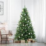 Unbeleuchtete, aufklappbare Premium-Weihnachtsbäume aus Fichte, Metallständer, aufklappbare Zweige, einfache Montage for Zuhause, Büro, Party(10FT)