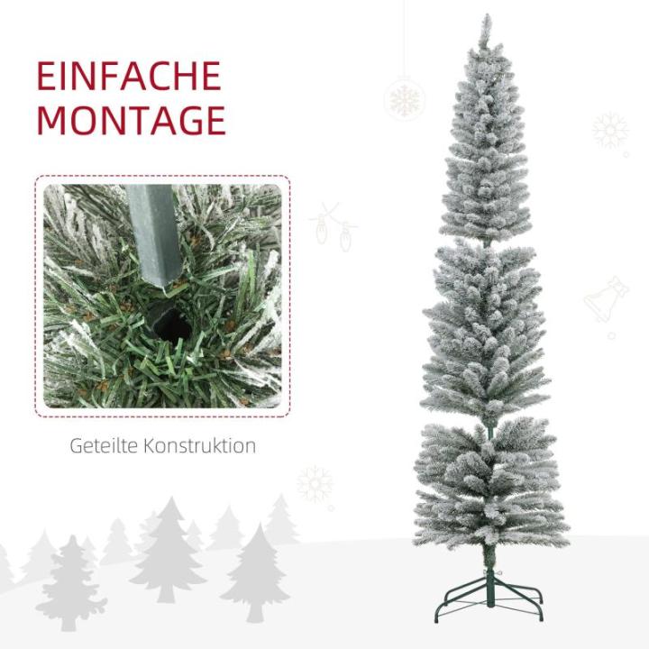 Kunstkerstboom, 210 cm met 180 ledlampen, 405 takken, opvouwbare standaard, voor kerstfeest, binnen, groen + wit
