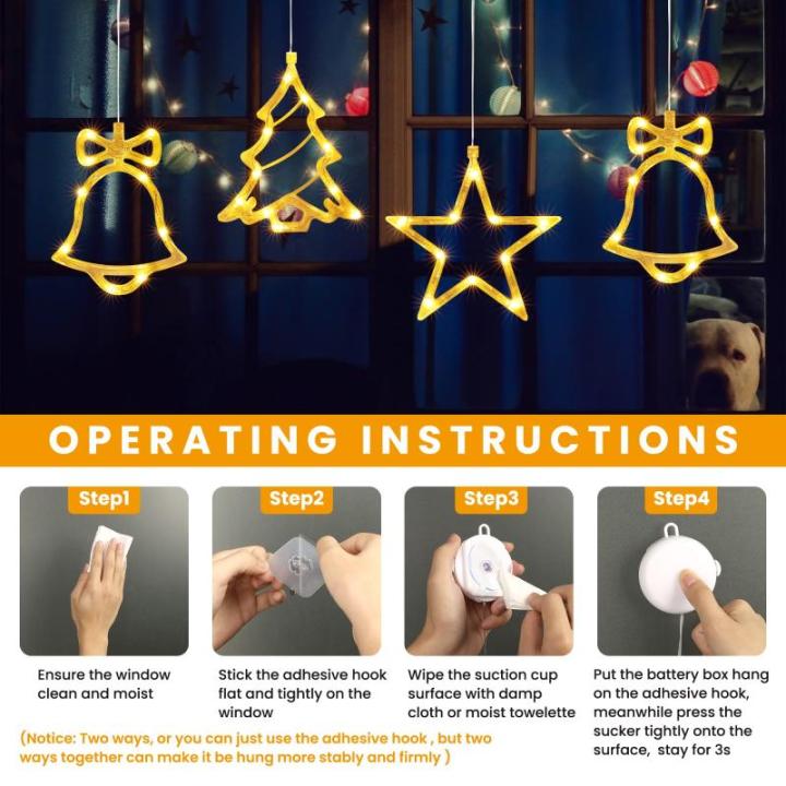 Kerstverlichting, 10 led-lichtgordijnen met sterren, kerstgordijn, werkt op batterijen, warmwit, timer, decoratieve kerstverlichting voor kerstboom, raam, deur, bruiloft, bar (2 st