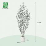 Olijfboom, , 210 cm, kunstplant met levensechte vruchten, kunstolijfboom in witte pot, indoor decoratie (1 stuks)
