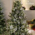 Hochwertiger Künstlicher Weihnachtsbaum für Zuhause, Büro, Party-Dekoration, Einfacher Aufbau, Faltbarer Sockel, mit Kristalldekoration(180cm/6ft)