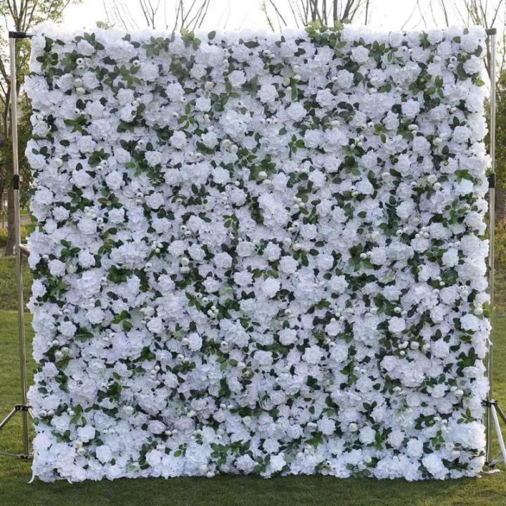 3D-Rosen-Blumen-Wandpaneel, Weiße Stoffbasis, Gefälschte Seide, Hochzeit, Party, Fotostudio, Blumen-Wandhintergrund Für Innen- Und Außendekoration(2 * 3M)