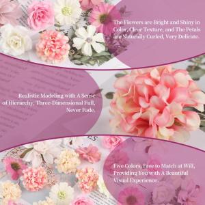 30 stuks kunstbloemen om te knutselen, 5 kleuren bloemen om te knutselen, 4 ~ 8 cm stoffen bloemen, mini-decoratie, kunstbloemen, decoratie voor doe-het-zelf knutselen, scrapbookin