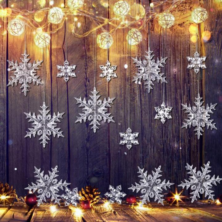 25 stks Kristallen Sneeuwvlok Kerstboom Ornamenten Acryl Sneeuwvlok Opknoping Kerst Decoratie Winter Wonderland Sneeuwvlok Opknoping Hangers Voor Kerstboom Thuis Feestbenodigdheden