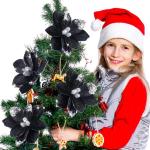 16 Stück Glitzer künstliche Weihnachtssterne Blume Glitzer Samt Magnolie Blume Faux Weihnachten Weihnachtsstern Blume Weihnachten Dekorative Blume für Weihnachtsbaum Dekoration 