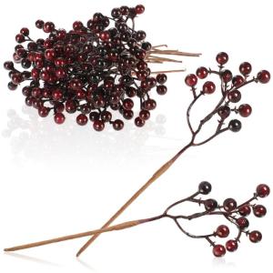 20 x strooidecoratie, decoratieve takken met bessen, decoratieve takken om te strooien als knutselbenodigdheden, verfraait geschenken en potpourris (20 stuks, rode bessen)
