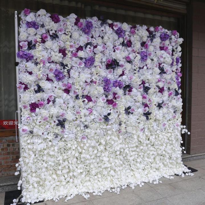 Lila Verlaufssimulation Blumenwand Hintergrundwand, Hochdichte 5D-Stoffbasis Simulationsblumenwand, Outdoor-Event-Dekoration Für Fotohintergrund Home Party Hochzeitshintergrund(2.