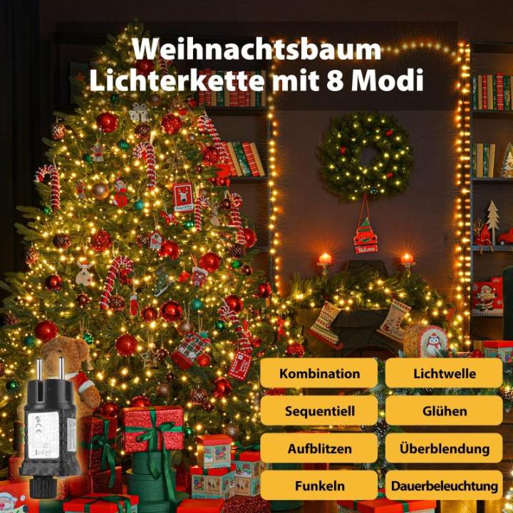 Lichtsnoer van 60 m, 1000 leds, 31 V, kerstverlichting voor buiten, met afstandsbediening, waterdicht, lichtketting met 8 modi en geheugen voor binnen, tuin, balkon, dennenboom, wa