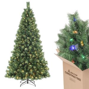 Nordmann Kunstkerstboom 2,1 m met verlichting, met warmwitte en RGB-ledlichtjes, 9 modi en afstandsbediening, pvc-kerstboom