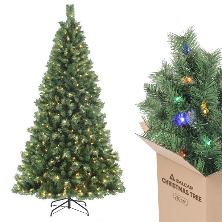 Nordmann Kunstkerstboom 2,1 m met verlichting, met warmwitte en RGB-ledlichtjes, 9 modi en afstandsbediening, pvc-kerstboom