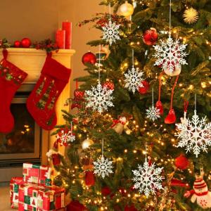24 x sneeuwvlokken kerstdecoratie voor kerstboom glitter kerstboomversiering