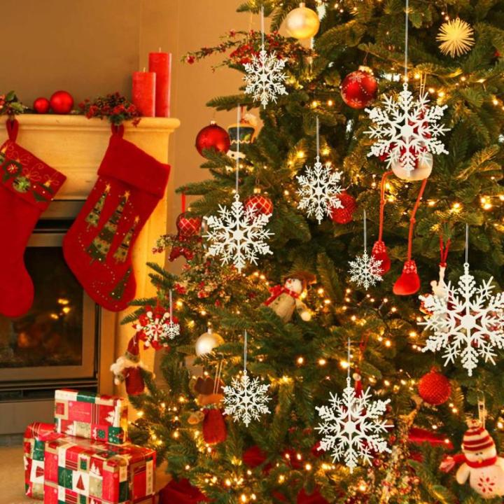 24 x sneeuwvlokken kerstdecoratie voor kerstboom glitter kerstboomversiering