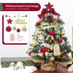 Mini-kerstboom, kleine kerstboom met verlichting, led-tafel, kerstboom, klein, kunstmatig versierd, voor kerstdecoratie (60 cm, rood met goud)