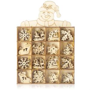 48-delige kerstboomversiering houten et - Kerstboomversieringen voor het versieren van de kerstboom - Kerstboomversieringen (sneeuwman)