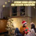 LED kerstboom 80 cm bruin - met 88 warmwitte leds en sneeuwdecoratie - kerstboom / dennenboom geschikt voor buiten - takken en takken buigzaam - incl. metalen standaard