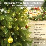 Lichtsnoer, koperdraad, stroom, 20 m, 400 leds, warmwit, kerstverlichting, voor buiten, 8 modi, waterdicht, kerstverlichting voor feest, , kamer, tuin, balkon, bruiloft, kerstdecor