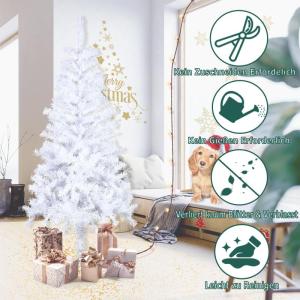 Pvc-kunstkerstboom, 120 cm, 180 takken, natuurgetrouw kerstdecoratie, kerst, snel op te zetten, klapsysteem, moeilijk ontvlambaar en standaard, wit