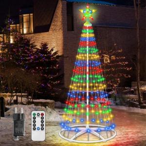Kerstboom, metaal, grote kegelvorm, 252 leds, lichtboom, 8 modi, timer, waterdicht, kerstverlichting, buitenverlichting, kerstverlichting voor tuin, balkon, kerstdecoratie buiten, 