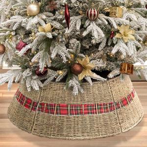Kerstboom kraag boerderij kerstboom decoraties boom rok kerstboom basis ring (rood)