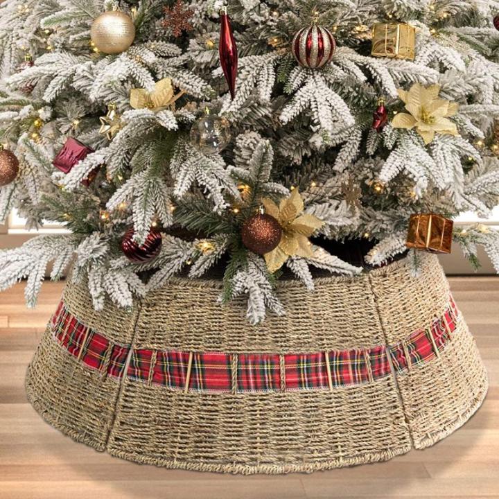 Kerstboom kraag boerderij kerstboom decoraties boom rok kerstboom basis ring (rood)