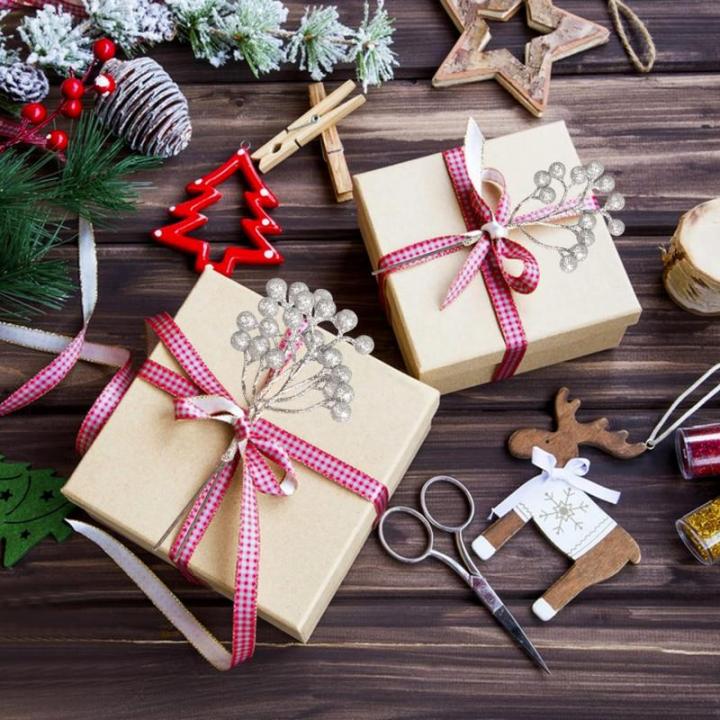 20 Pack 18cm Künstliche Silber Beeren für Weihnachtsbaum Deko Stechpalmenbeeren Zweige Dekorationen für Weihnachten Zuhause Holly Beeren für Handwerk Winter Urlaub Hochzeit Dek