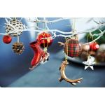 Set van 31 assortiment - kerstversiering om op te hangen - kunststof kerstboomversiering rood natuur zilver