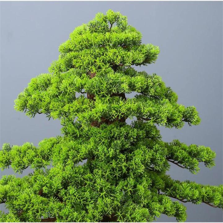 Künstlicher Bonsai-Baum Große künstliche Bonsai-Welcome-Kiefer, simulierte Topfpflanze, dekorativer Bonsai mit Blumenständer, Boden-Fake-Baum-Topf-Ornamente Künstliche Bäume 