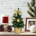 Mini tafelblad kunstmatige kerst met LED-verlichting (3 stuks) - 20 cm / 7,87 inch - versierd met bessen, dennenappels en strikken voor thuis, tafel en woonkamer